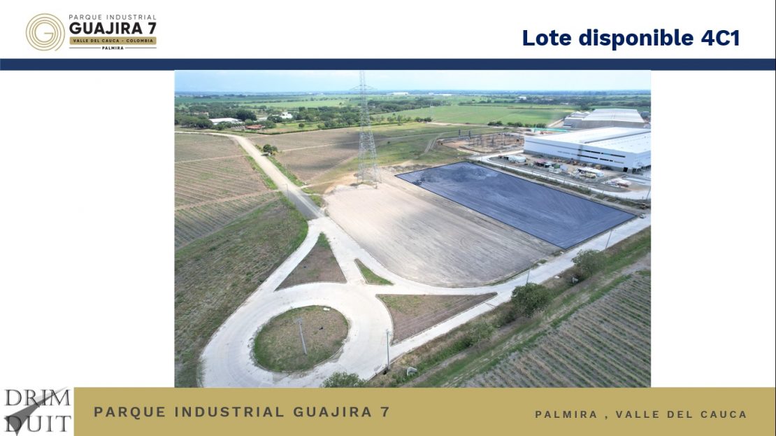 Parques Industriales vende o alquila Lote de 11.052 m² en el Parque Industrial Guajira 7 cerca a Cali y Palmira, Valle del Cauca