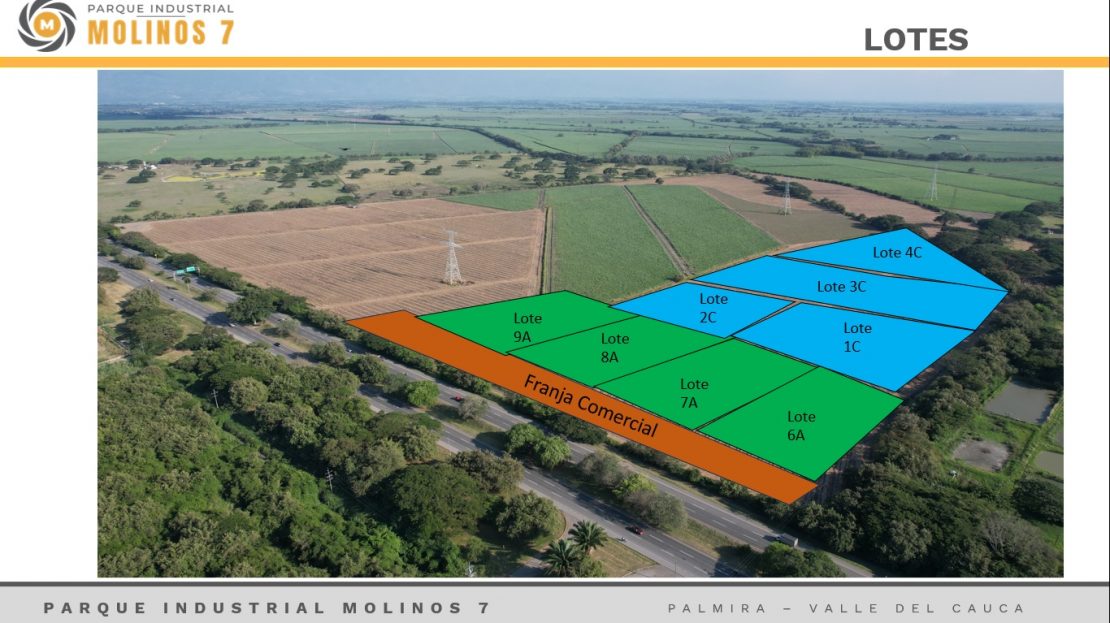 Parques Industriales vende o alquila lotes en Parque Industrial Molinos 7 en la recta Cali-Palmira, Valle del Cauca