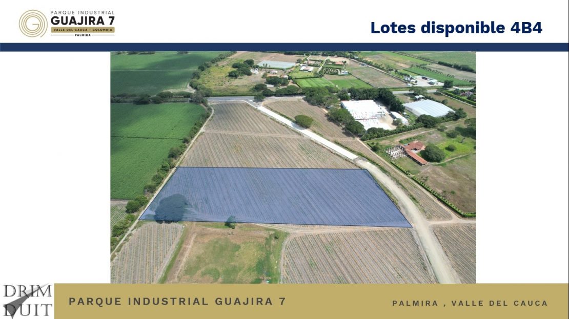 Parques Industriales Vende o Alquila Lote de 17.201 m² en el Parque Industrial Guajira 7 entre Cali-Palmira, Valle del Cauca