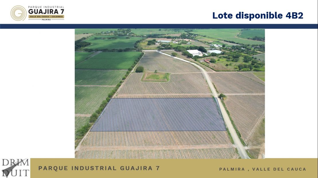 Parques Industriales Vende o Alquila Lote de 23.144 m² en el Parque Industrial Guajira 7 entre Cali-Palmira, Valle del Cauca