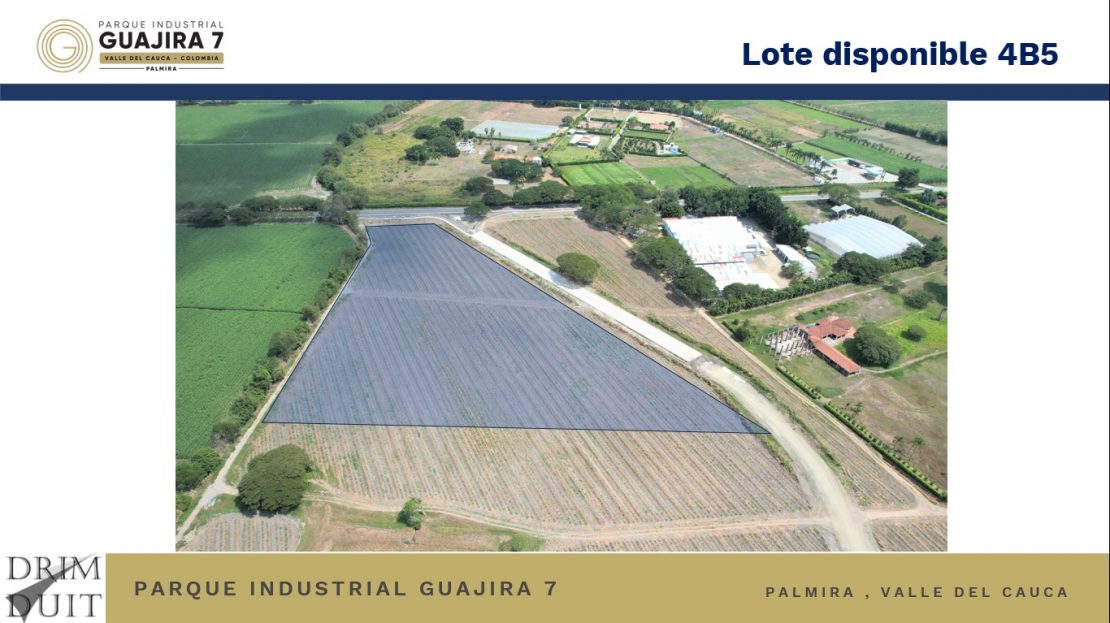 Parques Industriales vende o alquila Lote de 20.000 m² en el Parque Industrial Guajira 7 entre Cali-Palmira, Valle del Cauca